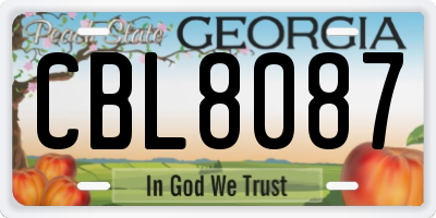 GA license plate CBL8087