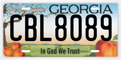 GA license plate CBL8089