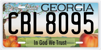 GA license plate CBL8095