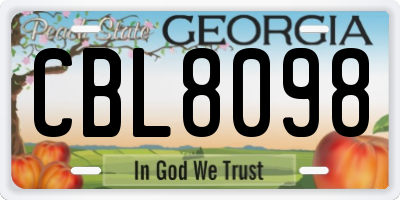GA license plate CBL8098