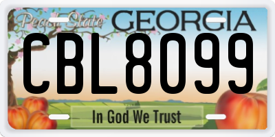 GA license plate CBL8099