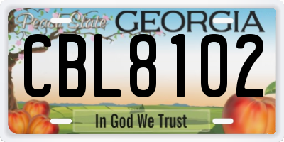 GA license plate CBL8102