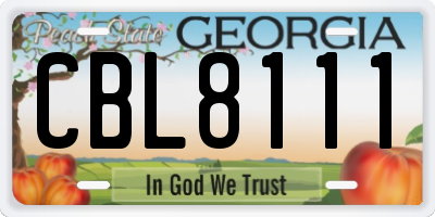 GA license plate CBL8111
