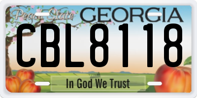 GA license plate CBL8118