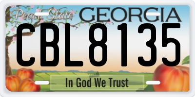 GA license plate CBL8135