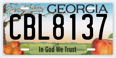 GA license plate CBL8137