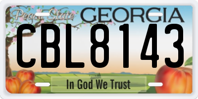 GA license plate CBL8143