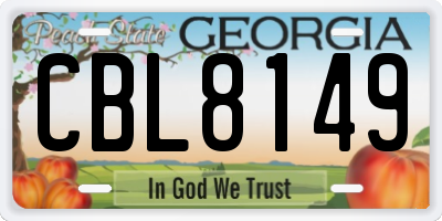 GA license plate CBL8149