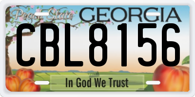 GA license plate CBL8156