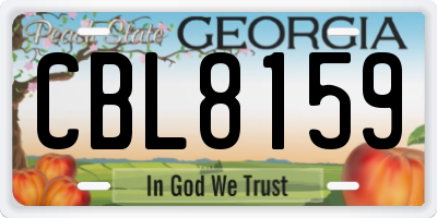 GA license plate CBL8159