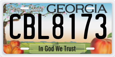 GA license plate CBL8173