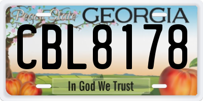 GA license plate CBL8178