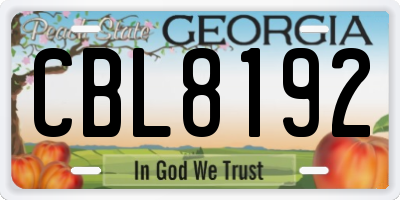 GA license plate CBL8192