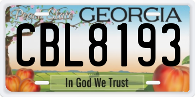 GA license plate CBL8193