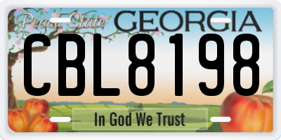 GA license plate CBL8198
