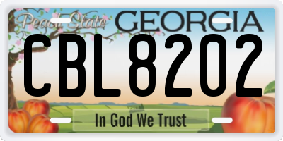 GA license plate CBL8202