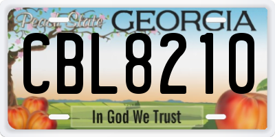 GA license plate CBL8210