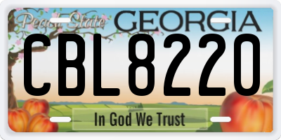 GA license plate CBL8220