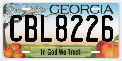 GA license plate CBL8226