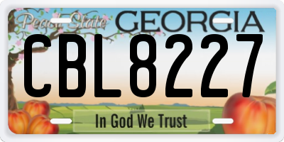 GA license plate CBL8227