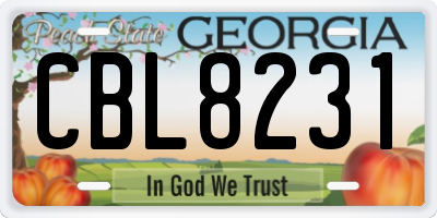 GA license plate CBL8231