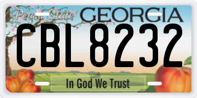 GA license plate CBL8232