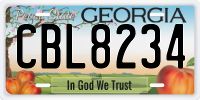 GA license plate CBL8234