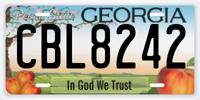 GA license plate CBL8242