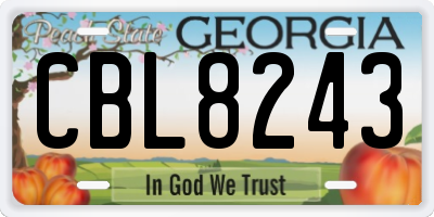 GA license plate CBL8243