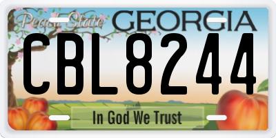 GA license plate CBL8244