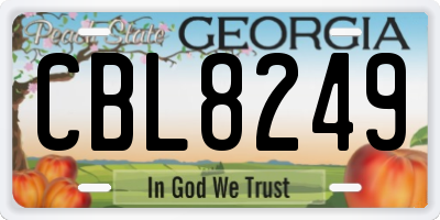 GA license plate CBL8249