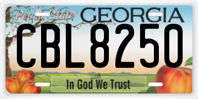 GA license plate CBL8250