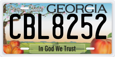 GA license plate CBL8252
