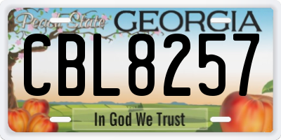 GA license plate CBL8257