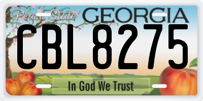 GA license plate CBL8275