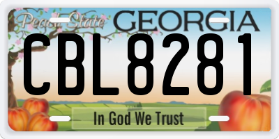 GA license plate CBL8281
