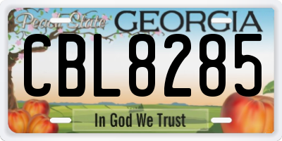 GA license plate CBL8285
