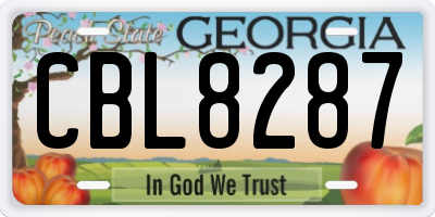 GA license plate CBL8287