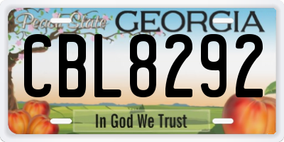 GA license plate CBL8292