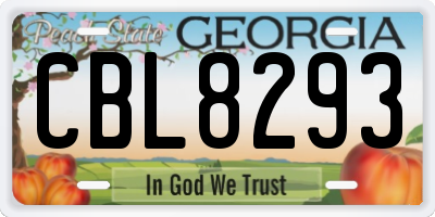 GA license plate CBL8293
