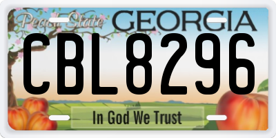 GA license plate CBL8296