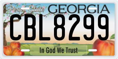 GA license plate CBL8299