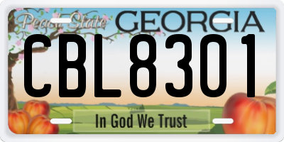 GA license plate CBL8301