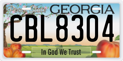 GA license plate CBL8304