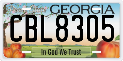 GA license plate CBL8305