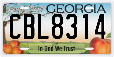GA license plate CBL8314