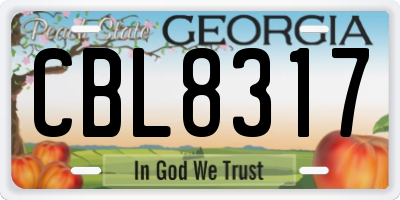 GA license plate CBL8317
