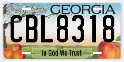 GA license plate CBL8318