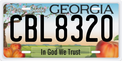 GA license plate CBL8320