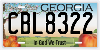 GA license plate CBL8322